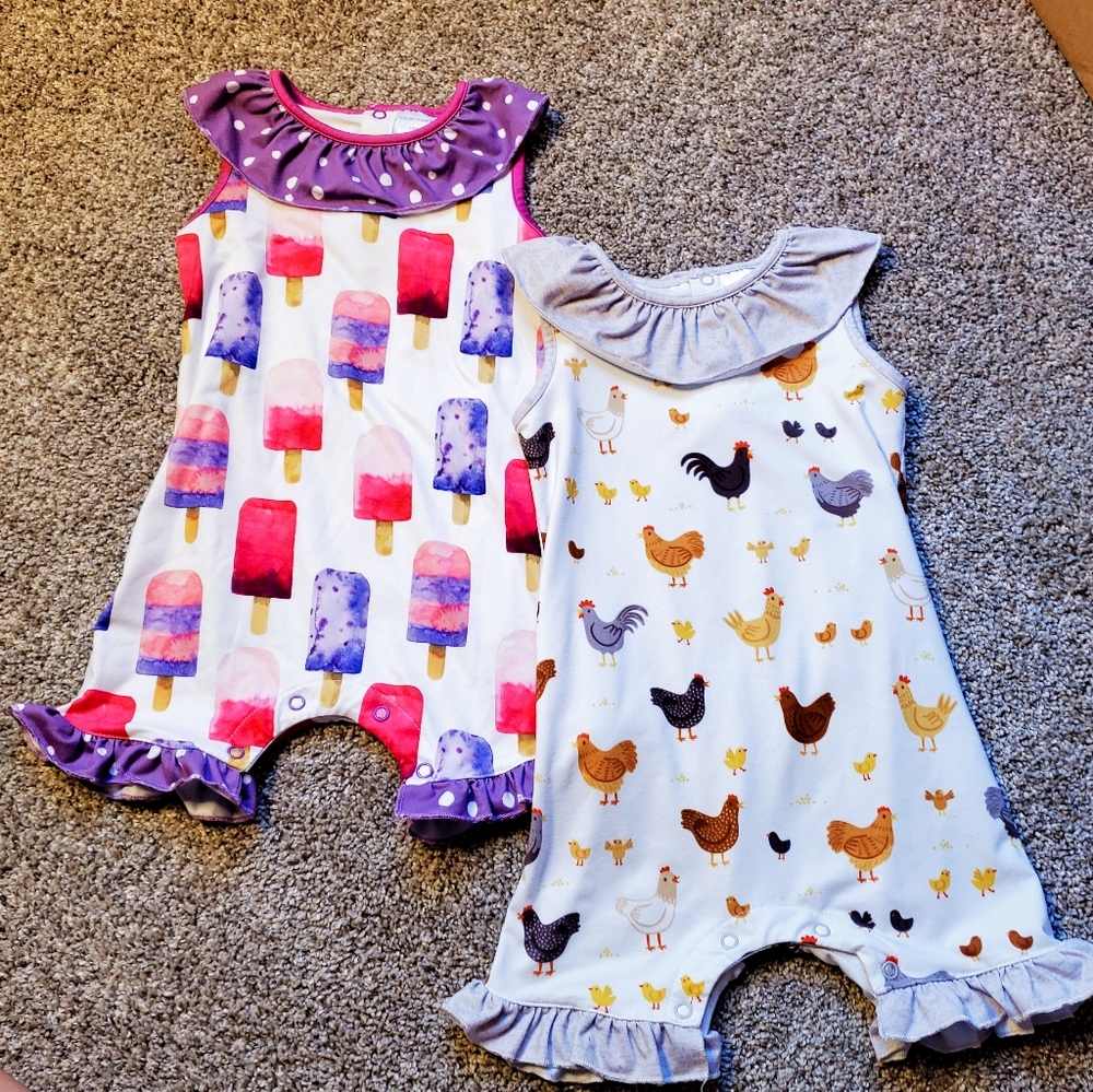 2 pc Penelope Plum short rompers